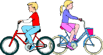 boy and girl riding bicycles cartoon drawing