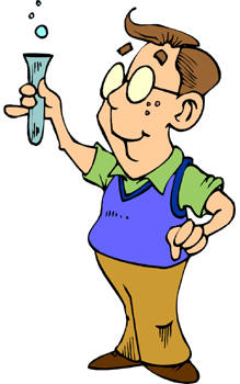 scientist holding test tube cartoon drawing