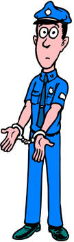 police officer wearing handcuffs cartoon drawing
