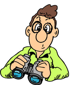 man with binoculars cartoon