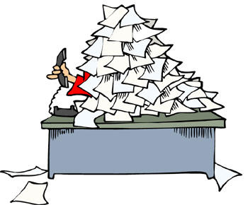 pile of letters on office desk