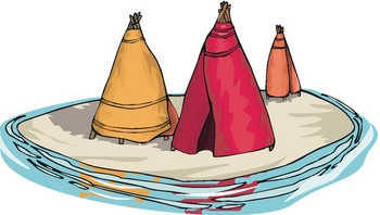 Indian teepees tents cartoon