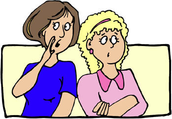 woman whispers secret to another woman cartoon