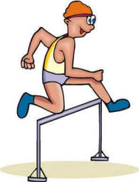 man jumping over hurdles cartoon