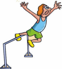 woman jumping over hurdles cartoon
