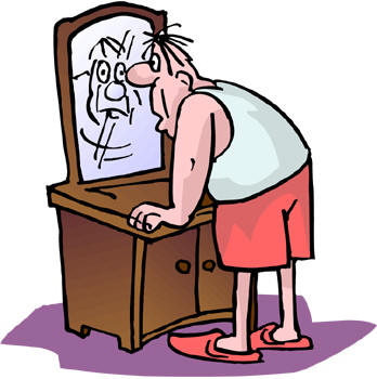 man looking in mirror cartoon humor