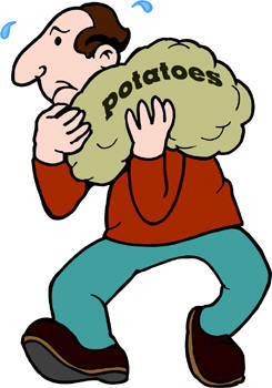 man carrying sack of potatoes cartoon
