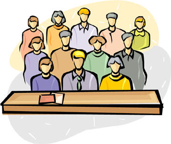 jury in courtroom cartoon