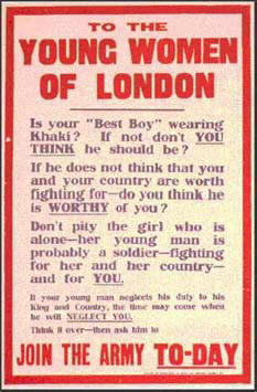 Women to Urge Men To War - poster campaign - World War One London Women