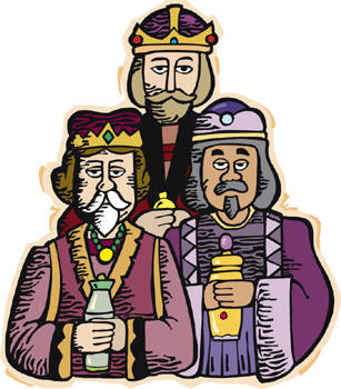 three kings with crowns cartoon